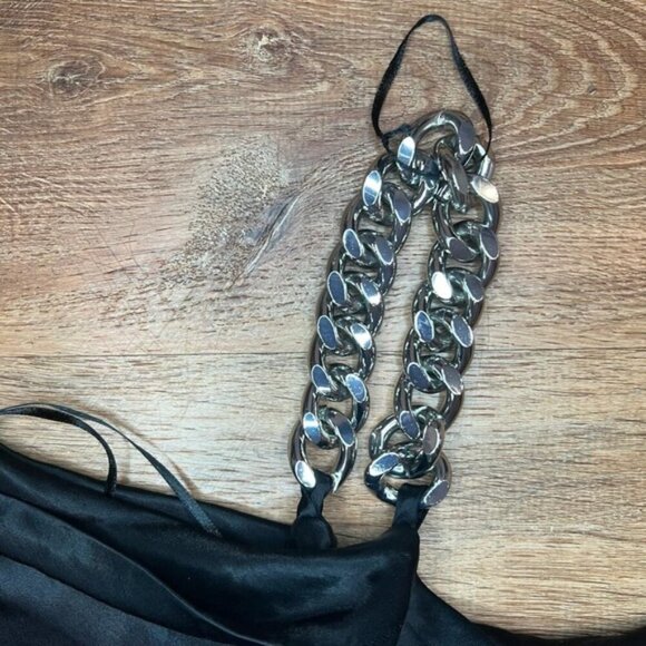 NWT ZARA Satin Crop Top One Shoulder Asymmetric Chain‎ Strap 4661/406/800 Sz XS - Picture 11 of 14